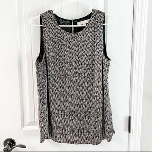 Loft Black and Gray Zig Zag Tank Top Blouse Size Medium